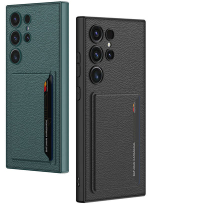 Galaxy S24 Ultra Suni Deri Arka Yüzey Zore Kartlıklı Kıpta Silikon Kılıf