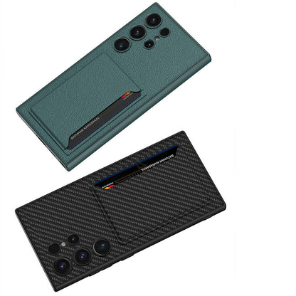 Galaxy S24 Ultra Suni Deri Arka Yüzey Zore Kartlıklı Kıpta Silikon Kılıf