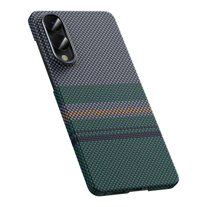 Galaxy S25 Edge Kılıf M-safe Şarj Özellikli Karbon Fiber Tasarımlı Benks Aurora ArmorAir Kevlar Kapak Yeşil