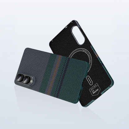 Galaxy S25 Edge Kılıf M-safe Şarj Özellikli Karbon Fiber Tasarımlı Benks Aurora ArmorAir Kevlar Kılıf