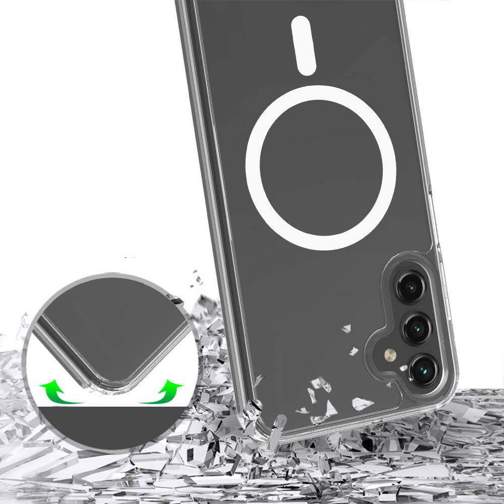 Galaxy S25 FE Kılıf M-safe Şarj Özellikli Şeffaf Sert PC Zore Embos Kapak Şeffaf