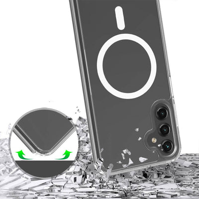 Galaxy S25 FE Kılıf M-safe Şarj Özellikli Şeffaf Sert PC Zore Embos Kapak Şeffaf