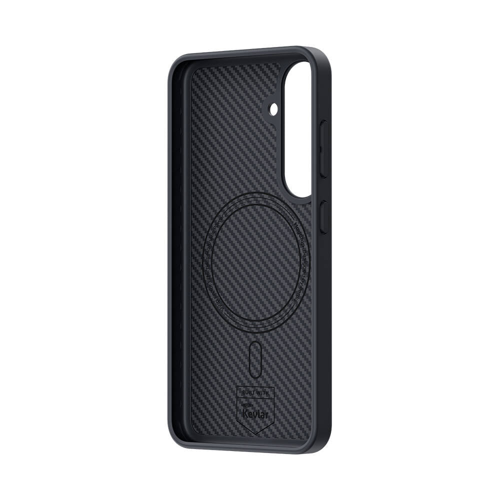 Galaxy S25 Kılıf Karbon Fiber M-safe Şarj Özellikli Benks Hybrid ArmorPro 600D Kevlar Kapak Siyah
