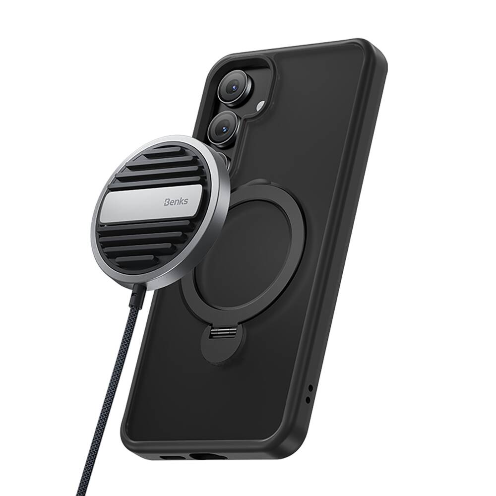 Galaxy S25 Kılıf M-safe Şarj Özellikli Benks Standlı Mist Protective Kapak Mavi