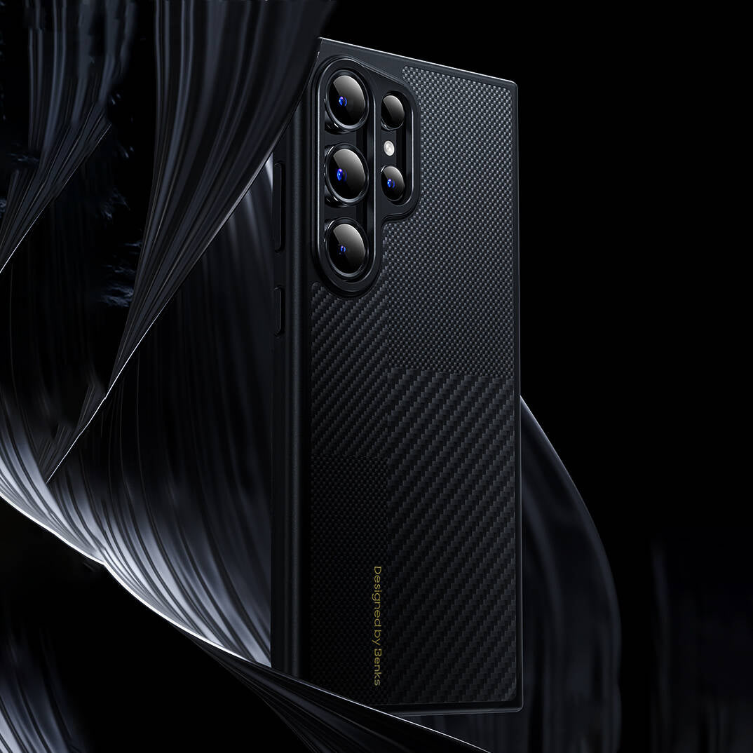 Galaxy S25 Kılıf M-safe Şarj Özellikli Karbon Fiber Benks Montage Hybrid ArmorPro Kevlar Kılıf