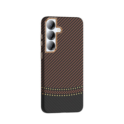 Galaxy S25 Kılıf M-safe Şarj Özellikli Karbon Fiber Görünümlü Zore Gros Kapak Desert Titanyum