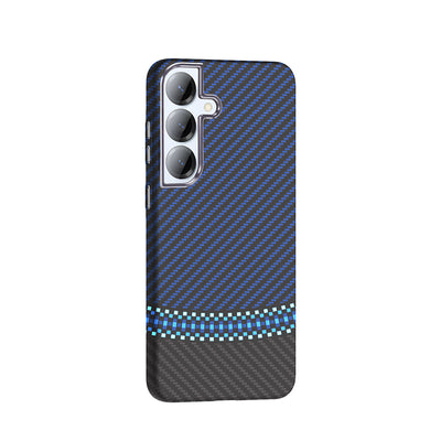 Galaxy S25 Kılıf M-safe Şarj Özellikli Karbon Fiber Görünümlü Zore Gros Kapak Siyah-Lacivert