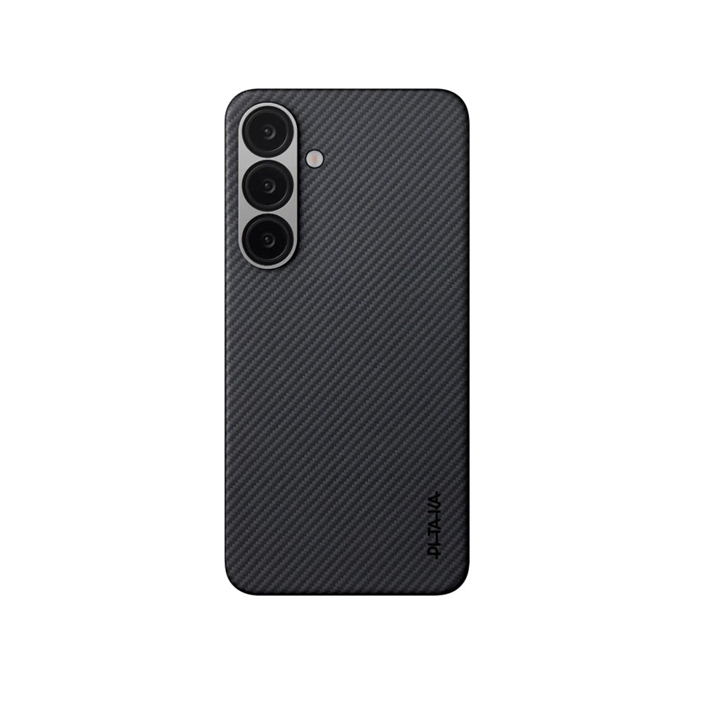 Galaxy S25 Kılıf M-safe Şarj Özellikli 600D Aramid Fiber Pitaka Ultra-Slim Classic Serisi Black-Grey Twill Kılıf