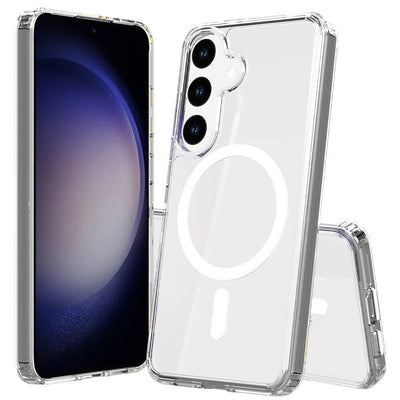 Galaxy S25 Kılıf M-safe Şarj Özellikli Şeffaf Sert PC Zore Embos Kapak Şeffaf