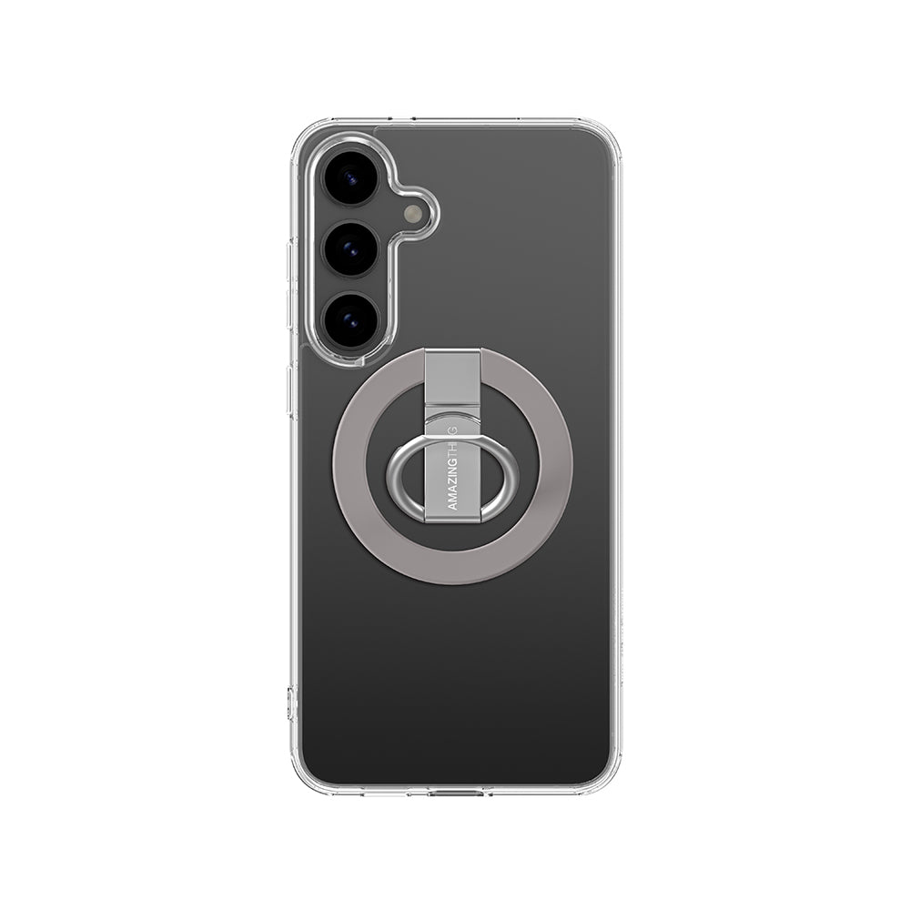 Galaxy S25 Kılıf M-safe Şarj Özellikli Yüzük Standlı Amazingthing Minimal Grip Serisi Kapak Gri