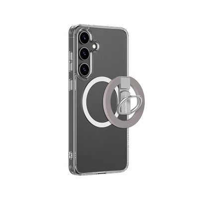 Galaxy S25 Kılıf M-safe Şarj Özellikli Yüzük Standlı Amazingthing Minimal Grip Serisi Kapak Gri