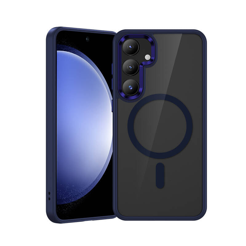 Galaxy S25 Plus Kılıf M-safe Şarj Özellikli Şeffaf Arka Yüzey Benks MagClap TPU Çerçeve Kapak Gri