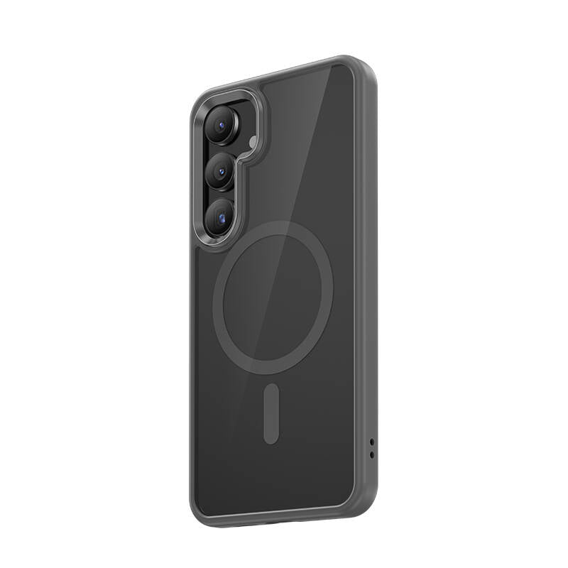 Galaxy S25 Plus Kılıf M-safe Şarj Özellikli Şeffaf Arka Yüzey Benks MagClap TPU Çerçeve Kapak Gri