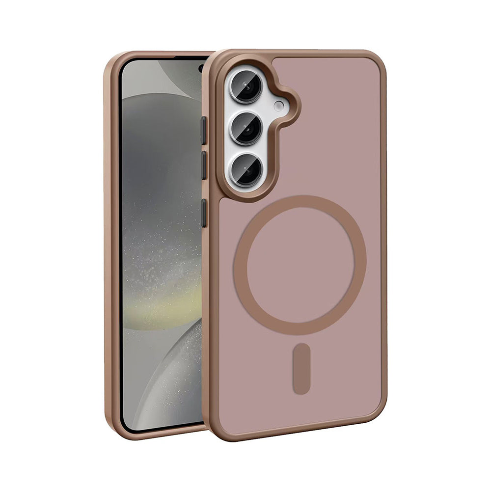 Galaxy S25 Plus Kılıf M-safe Şarj Özellikli Mat Arka Yüzey Zore Sio Kapak Kahverengi