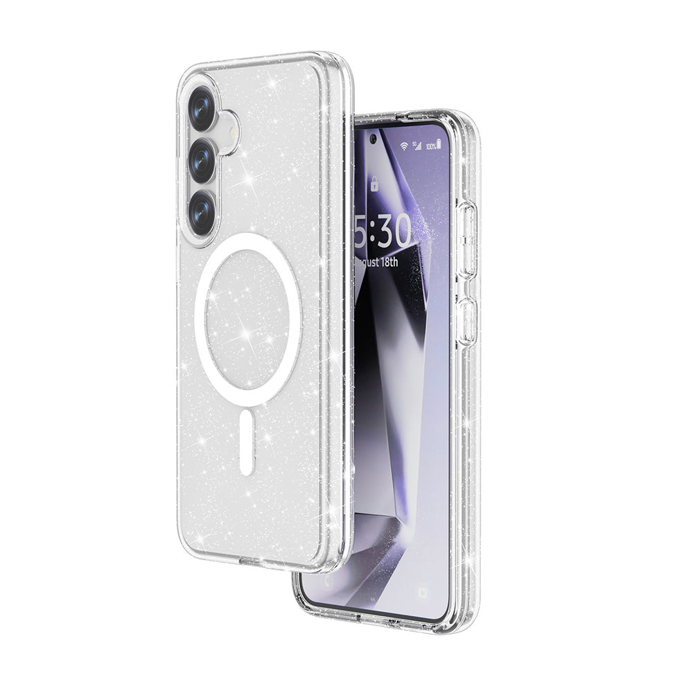 Galaxy S25 Plus Kılıf M-safe Şarj Özellikli Parlayan Simli Saydam Renkli Zore Allstar Kılıf