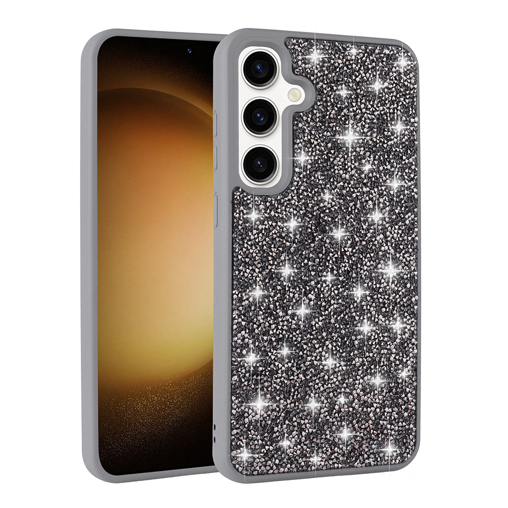 Galaxy S25 Plus Kılıf Parlak Taşlı Tasarım Zore Pırlanta Kapak Gri