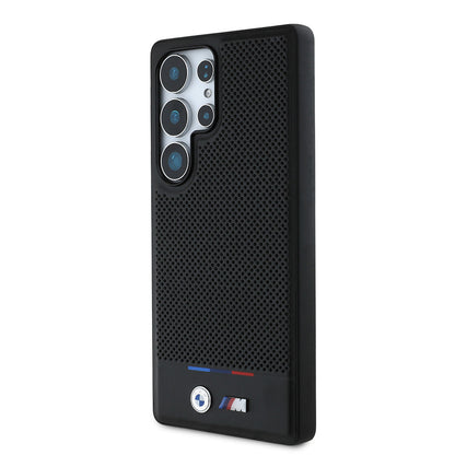 Galaxy S25 Ultra Kılıf BMW Orjinal Lisanslı M-safe Şarj Özellikli M Logolu Bottom Üç Çizgili Delikli PU Deri Kılıf