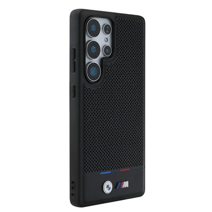 Galaxy S25 Ultra Kılıf BMW Orjinal Lisanslı M-safe Şarj Özellikli M Logolu Bottom Üç Çizgili Delikli PU Deri Kılıf