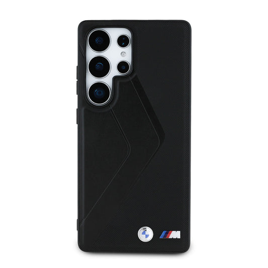 Galaxy S25 Ultra Kılıf BMW Orjinal Lisanslı M-safe Şarj Özellikli M Logolu Oversize Çizgili PU Deri Kılıf