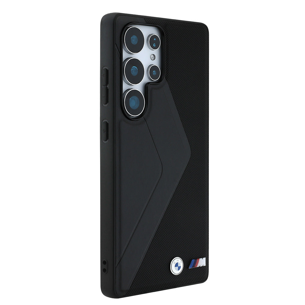 Galaxy S25 Ultra Kılıf BMW Orjinal Lisanslı M-safe Şarj Özellikli M Logolu Oversize Çizgili PU Deri Kılıf