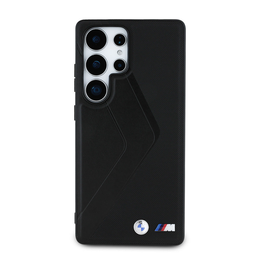 Galaxy S25 Ultra Kılıf BMW Orjinal Lisanslı M-safe Şarj Özellikli M Logolu Oversize Çizgili PU Deri Kılıf