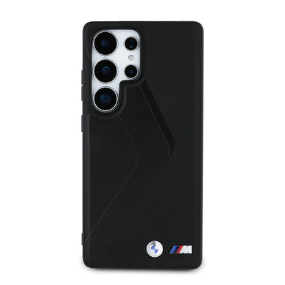 Galaxy S25 Ultra Kılıf BMW Orjinal Lisanslı M-safe Şarj Özellikli M Logolu Oversize Çizgili PU Deri Kılıf