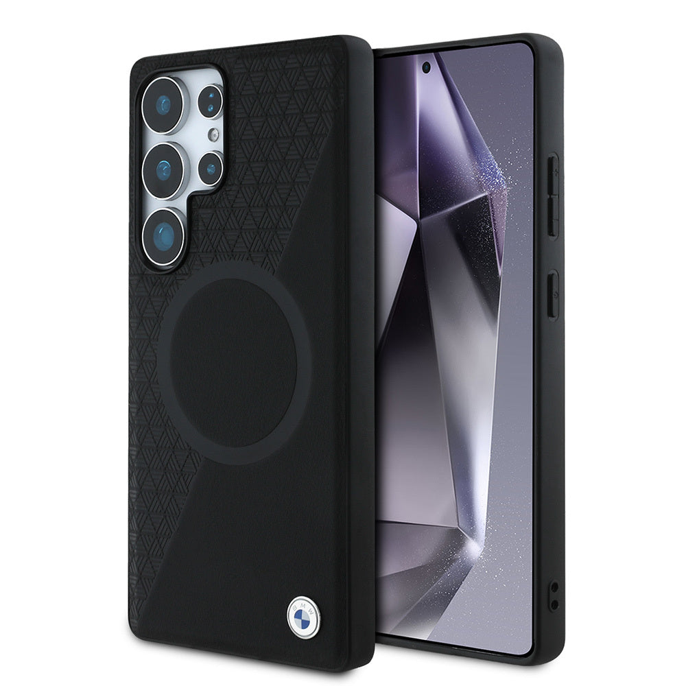 Galaxy S25 Ultra Kılıf BMW Orjinal Lisanslı M-safe Şarj Özellikli Metal Logolu Yarım Dokulu Circle Deri Kılıf