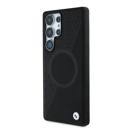 Galaxy S25 Ultra Kılıf BMW Orjinal Lisanslı M-safe Şarj Özellikli Metal Logolu Yarım Dokulu Circle Deri Kılıf