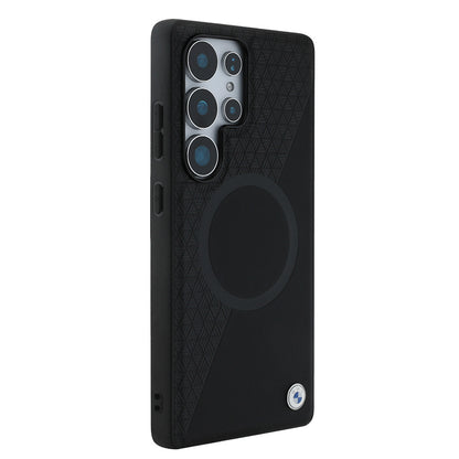 Galaxy S25 Ultra Kılıf BMW Orjinal Lisanslı M-safe Şarj Özellikli Metal Logolu Yarım Dokulu Circle Deri Kılıf