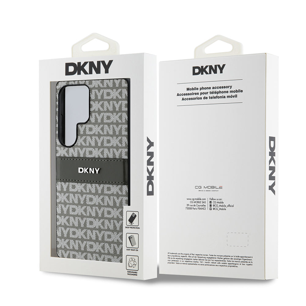Galaxy S25 Ultra Kılıf DKNY Orjinal Lisanslı Kartlıklı 3D Yazılı Repeat Texture Pattern Kılıf