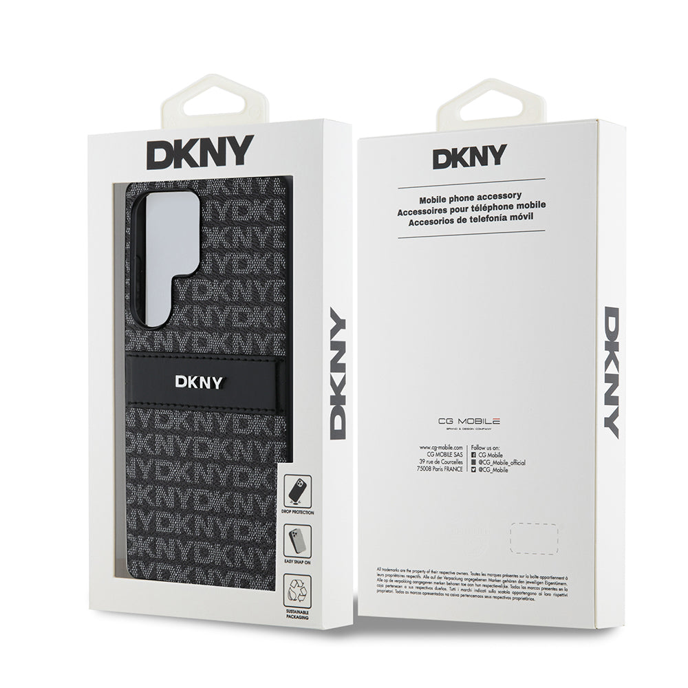 Galaxy S25 Ultra Kılıf DKNY Orjinal Lisanslı Kartlıklı 3D Yazılı Repeat Texture Pattern Kılıf