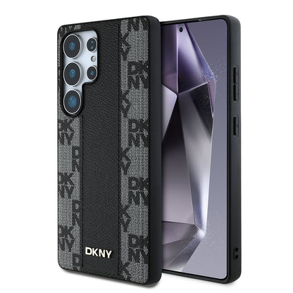 Galaxy S25 Ultra Kılıf DKNY Orjinal Lisanslı M-safe Şarj Özellikli 3D Yazılı Checkered Pattern Kılıf