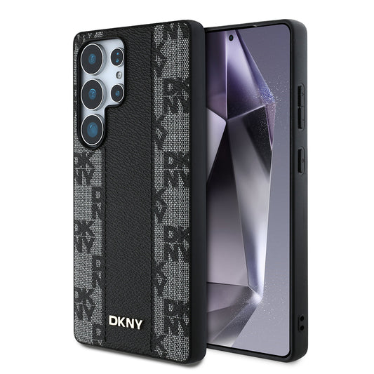 Galaxy S25 Ultra Kılıf DKNY Orjinal Lisanslı M-safe Şarj Özellikli 3D Yazılı Checkered Pattern Kılıf