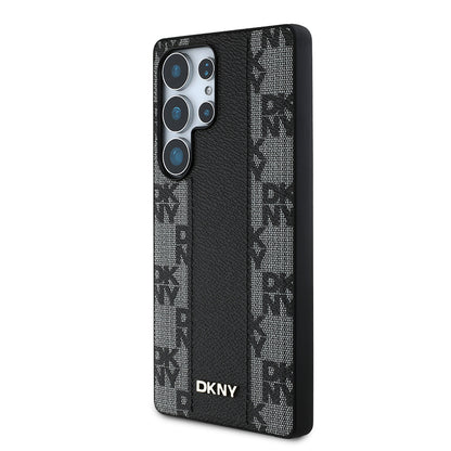Galaxy S25 Ultra Kılıf DKNY Orjinal Lisanslı M-safe Şarj Özellikli 3D Yazılı Checkered Pattern Kılıf