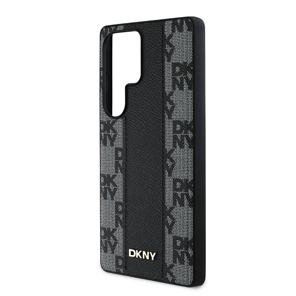 Galaxy S25 Ultra Kılıf DKNY Orjinal Lisanslı M-safe Şarj Özellikli 3D Yazılı Checkered Pattern Kılıf