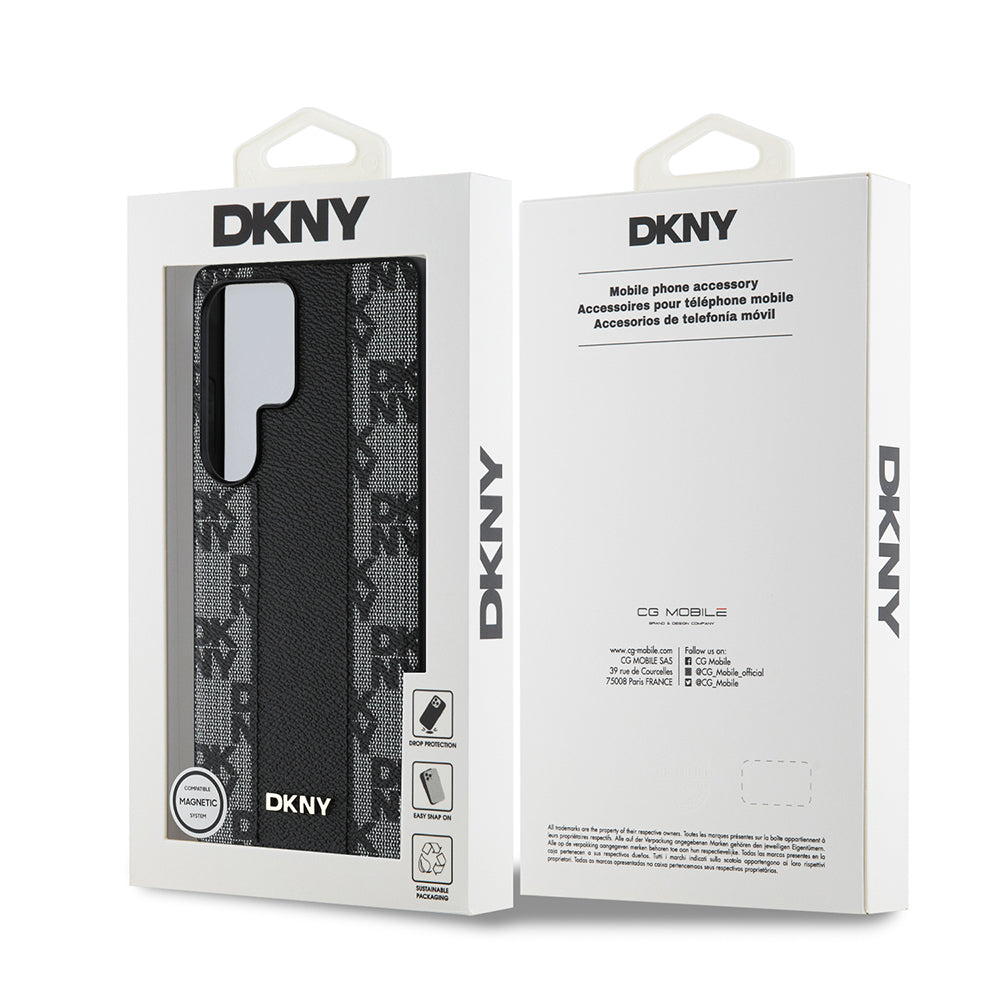 Galaxy S25 Ultra Kılıf DKNY Orjinal Lisanslı M-safe Şarj Özellikli 3D Yazılı Checkered Pattern Kılıf