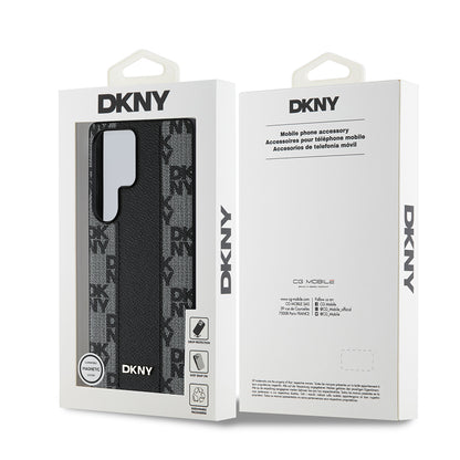 Galaxy S25 Ultra Kılıf DKNY Orjinal Lisanslı M-safe Şarj Özellikli 3D Yazılı Checkered Pattern Kılıf