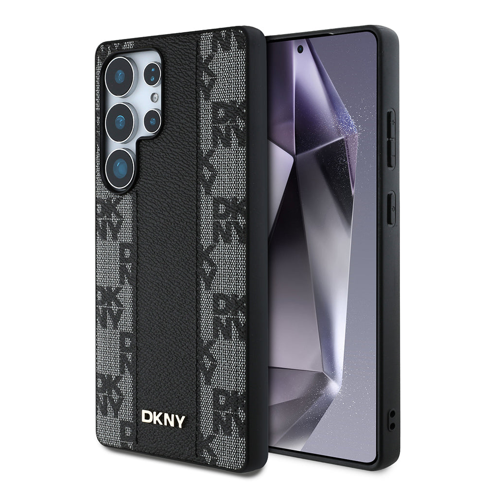 Galaxy S25 Ultra Kılıf DKNY Orjinal Lisanslı M-safe Şarj Özellikli 3D Yazılı Checkered Pattern Kılıf