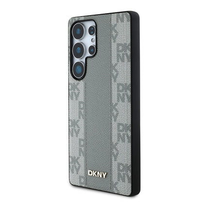 Galaxy S25 Ultra Kılıf DKNY Orjinal Lisanslı M-safe Şarj Özellikli 3D Yazılı Checkered Pattern Kılıf