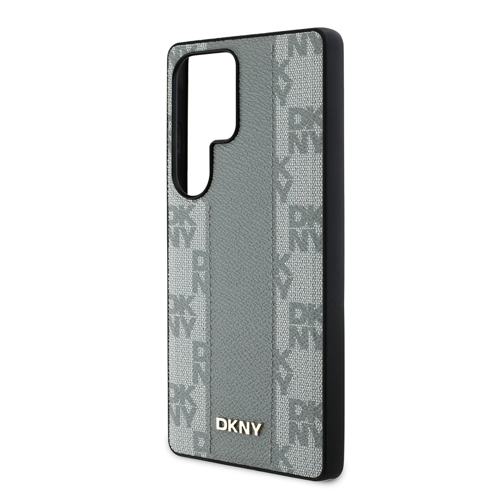 Galaxy S25 Ultra Kılıf DKNY Orjinal Lisanslı M-safe Şarj Özellikli 3D Yazılı Checkered Pattern Kılıf