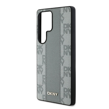 Galaxy S25 Ultra Kılıf DKNY Orjinal Lisanslı M-safe Şarj Özellikli 3D Yazılı Checkered Pattern Kılıf