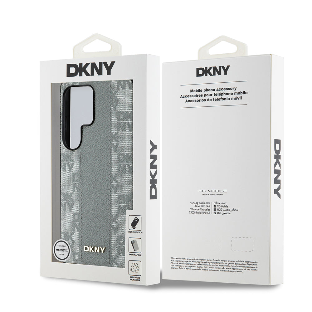 Galaxy S25 Ultra Kılıf DKNY Orjinal Lisanslı M-safe Şarj Özellikli 3D Yazılı Checkered Pattern Kılıf
