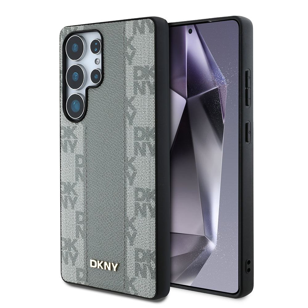 Galaxy S25 Ultra Kılıf DKNY Orjinal Lisanslı M-safe Şarj Özellikli 3D Yazılı Checkered Pattern Kılıf