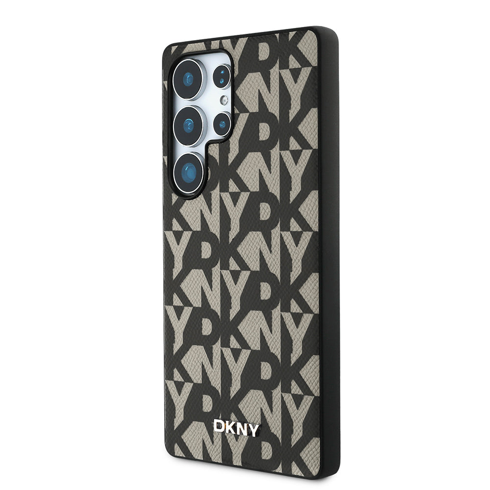 Galaxy S25 Ultra Kılıf DKNY Orjinal Lisanslı M-safe Şarj Özellikli 3D Yazılı Grid Pattern Kılıf