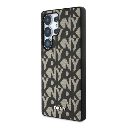 Galaxy S25 Ultra Kılıf DKNY Orjinal Lisanslı M-safe Şarj Özellikli 3D Yazılı Grid Pattern Kılıf