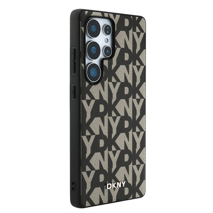 Galaxy S25 Ultra Kılıf DKNY Orjinal Lisanslı M-safe Şarj Özellikli 3D Yazılı Grid Pattern Kılıf