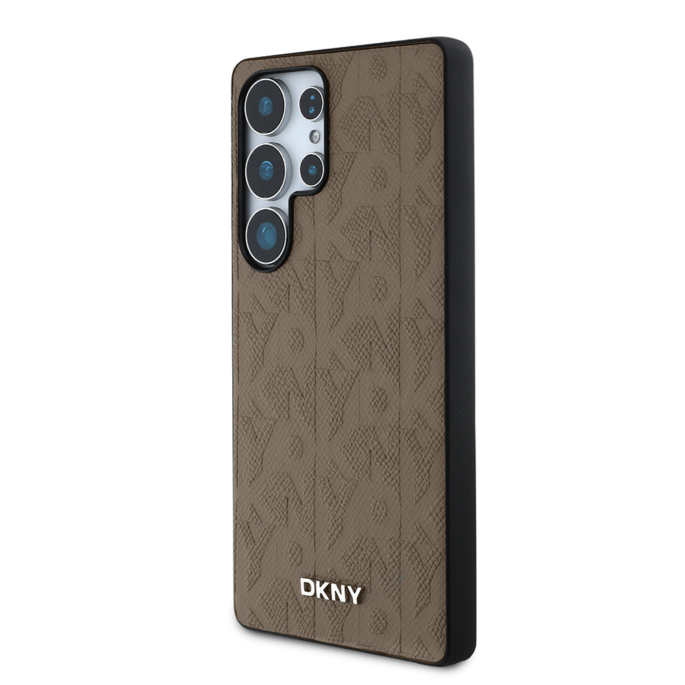 Galaxy S25 Ultra Kılıf DKNY Orjinal Lisanslı Magnetik PU Deri Grid Pattern Kılıf