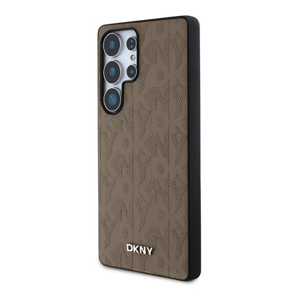 Galaxy S25 Ultra Kılıf DKNY Orjinal Lisanslı Magnetik PU Deri Grid Pattern Kılıf