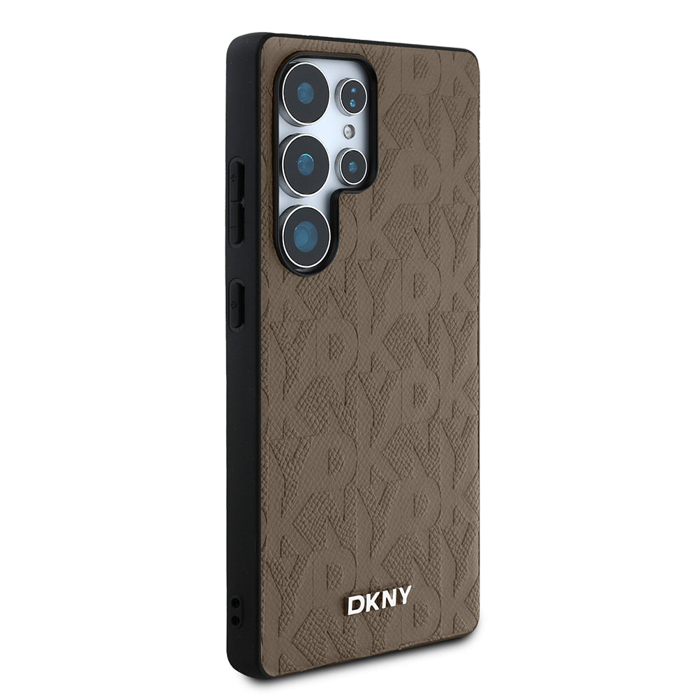 Galaxy S25 Ultra Kılıf DKNY Orjinal Lisanslı Magnetik PU Deri Grid Pattern Kılıf