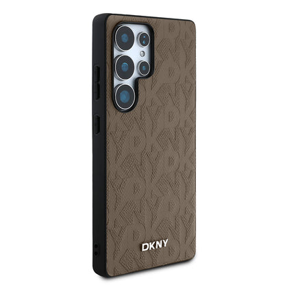 Galaxy S25 Ultra Kılıf DKNY Orjinal Lisanslı Magnetik PU Deri Grid Pattern Kılıf